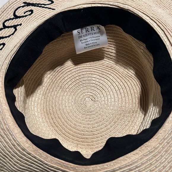 SERRA Life’s a Beach Embroidered Wide Brim Sun Hat OSFM - Picture 6 of 6